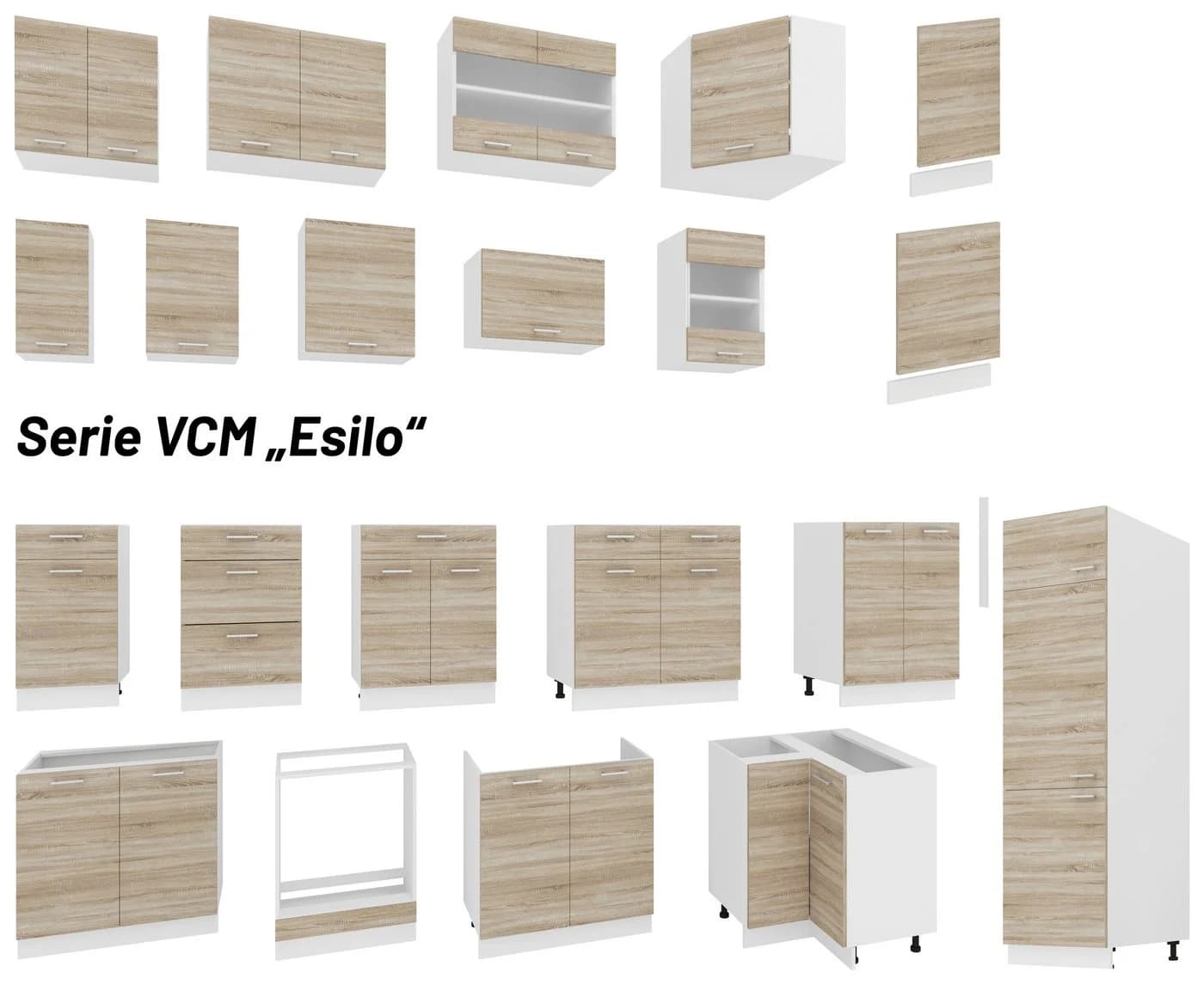VCM Küchenschrank Esilo Unterschrank mit Schublade Weiß/Sonoma - Bild 4