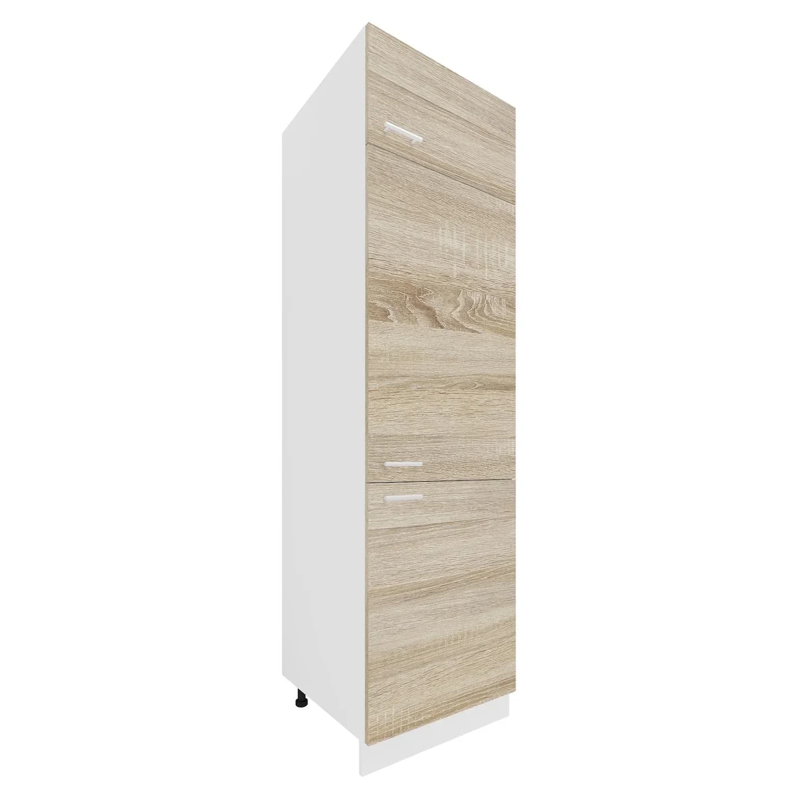 VCM Hochschrank Esilo Küche 60cm Weiß/Braun Holz