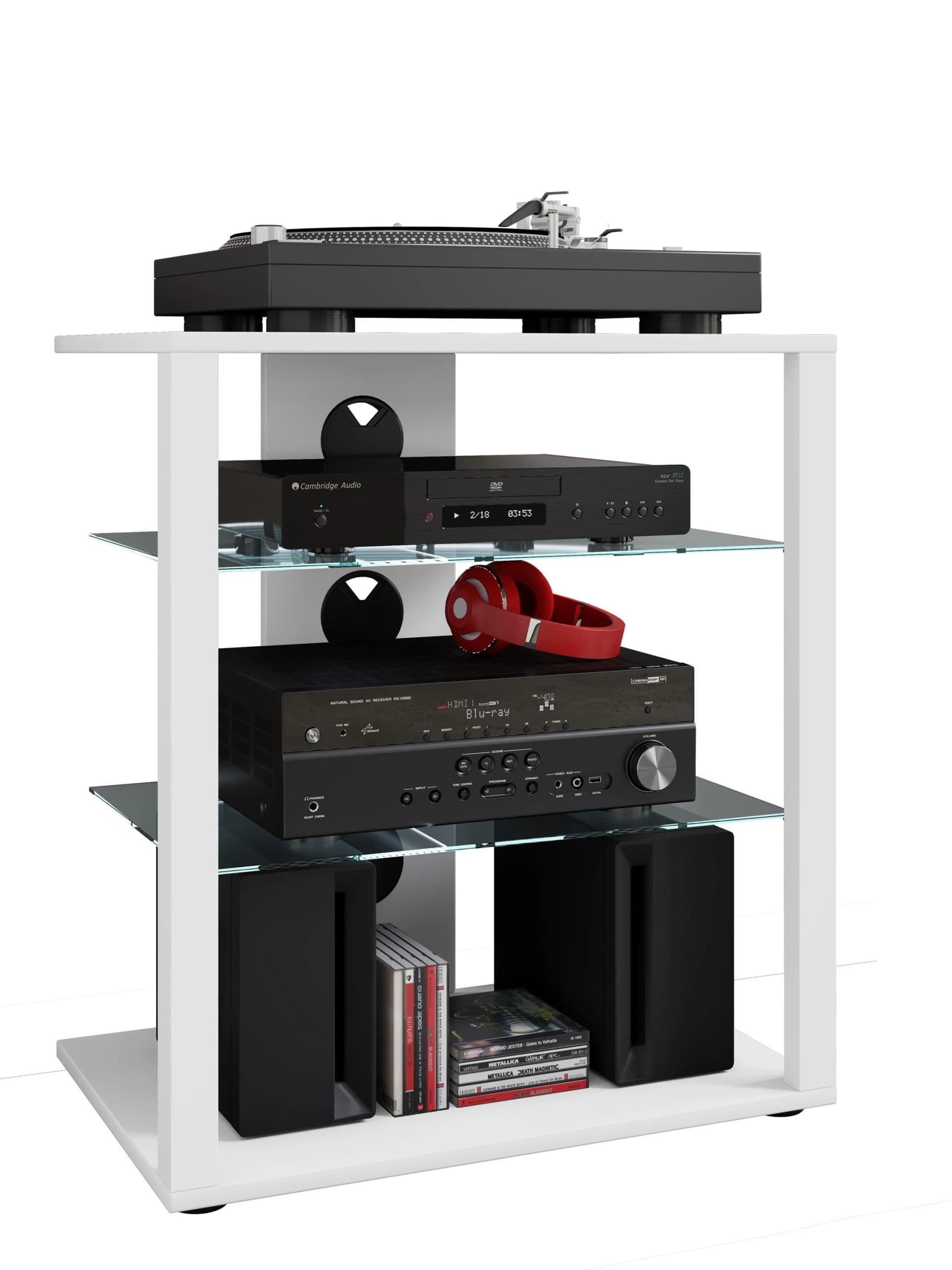 VCM Hifi Möbel Rack Folas Weiß Glasböden - Bild 3