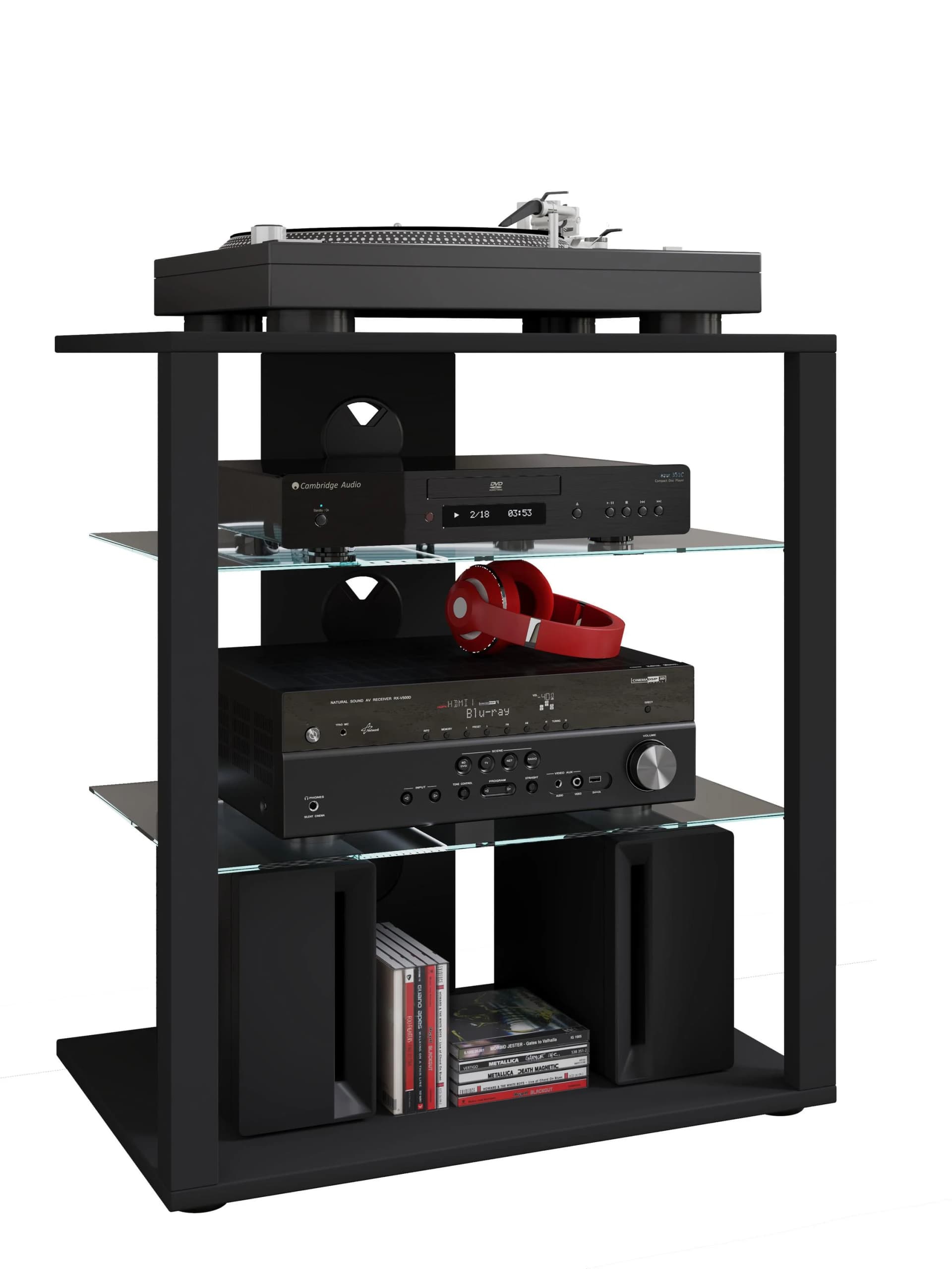 VCM Hifi Möbel Rack Folas Schwarz Glasböden - Bild 2
