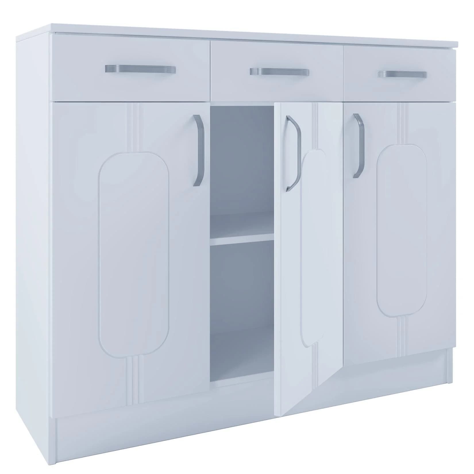 VCM Kommode Balia Weiß mit 3 Drehtüren und Schubladen