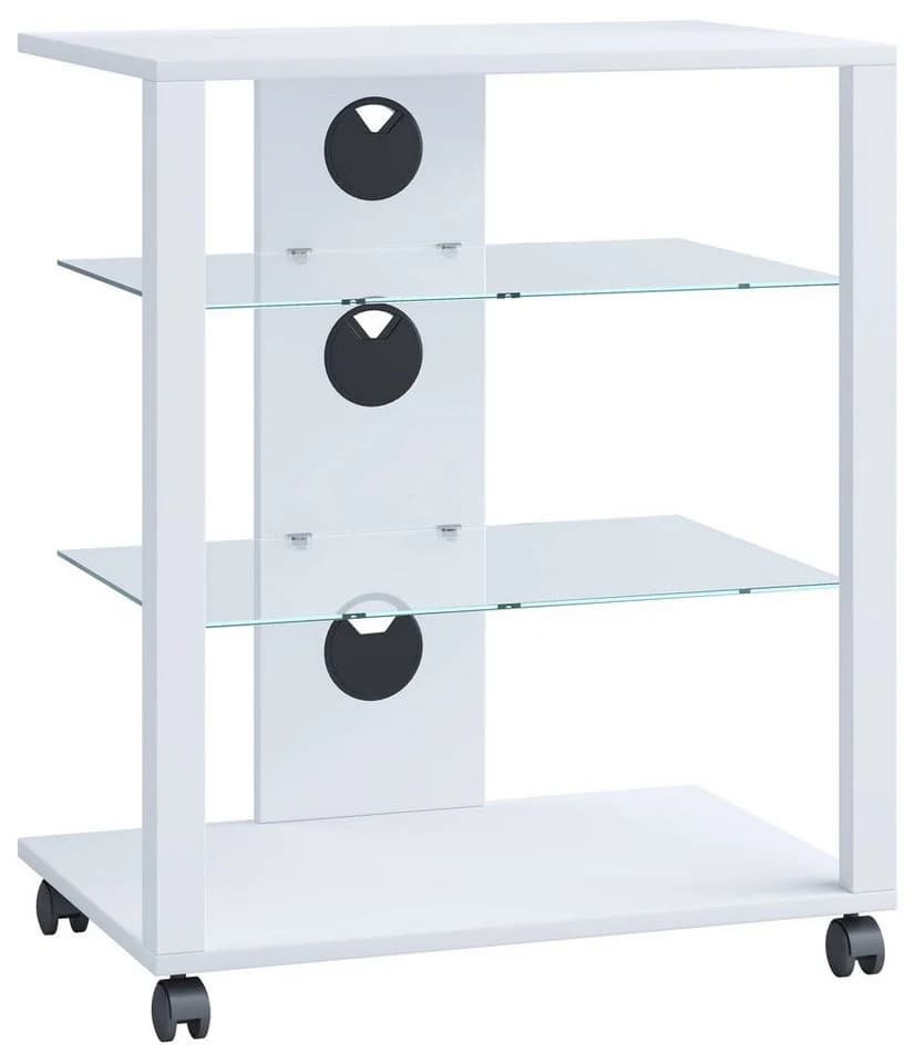 VCM Hifi Möbel Rack Folas Weiß mit Glasböden und Rollen - Bild 2