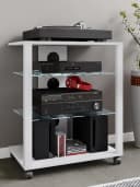 VCM Hifi Möbel Rack Folas Weiß mit Glasböden und Rollen Bild 4