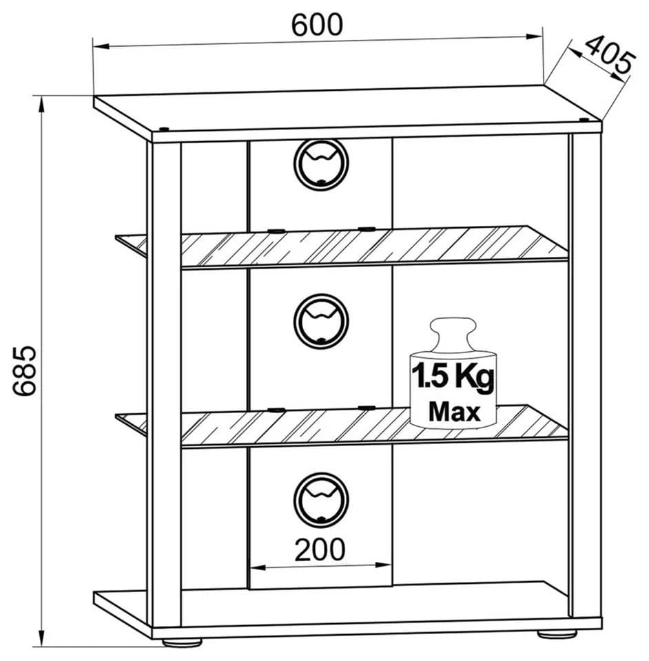 VCM Hifi Möbel Rack Folas Weiß mit Glasböden und Rollen - Bild 5