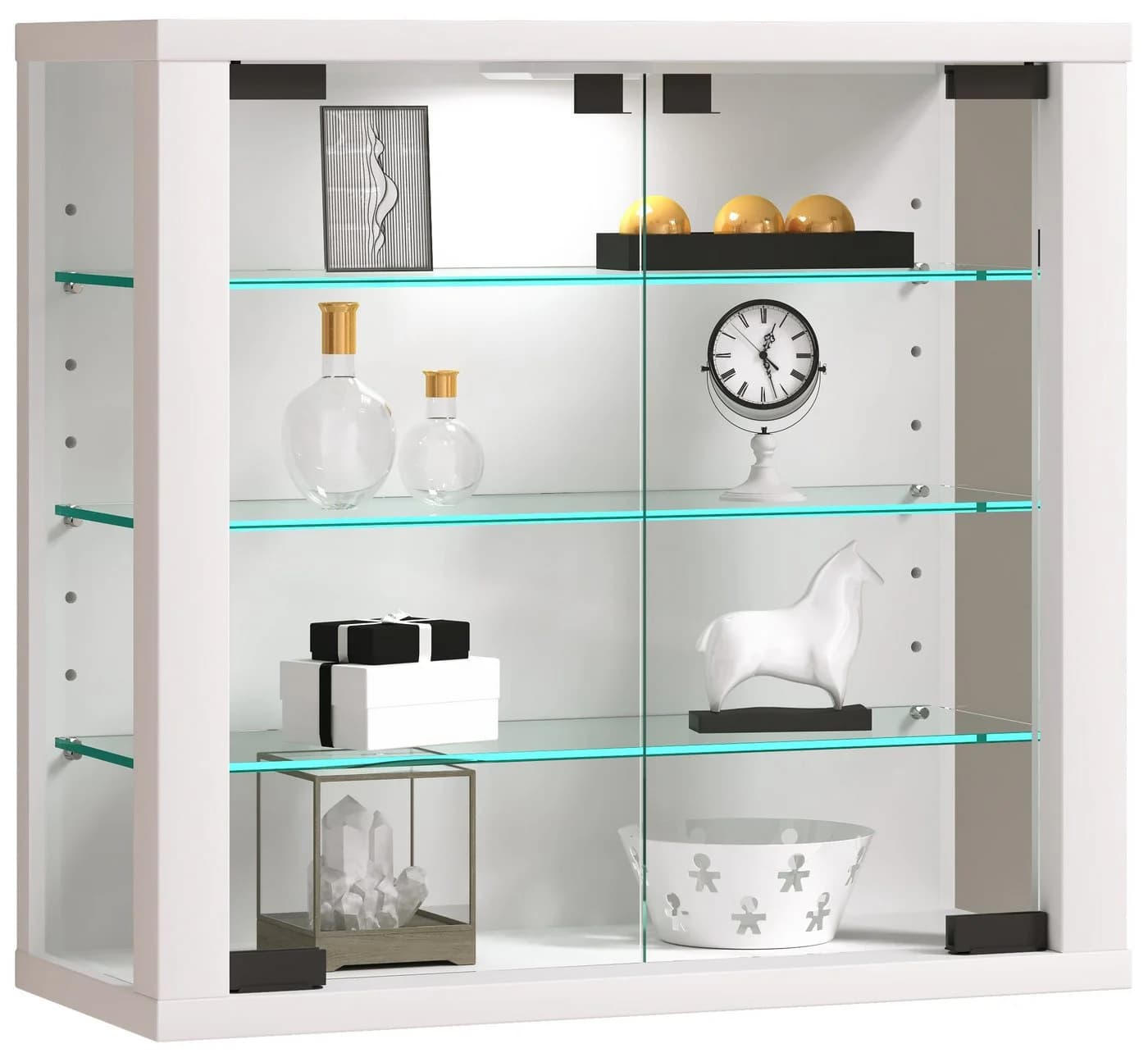VCM Glasvitrine Vitrosa S Weiß Hängevitrine mit ESG-Glas - Bild 2