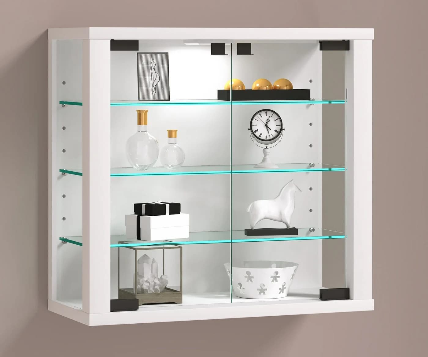 VCM Glasvitrine Vitrosa S Weiß Hängevitrine mit ESG-Glas - Bild 3