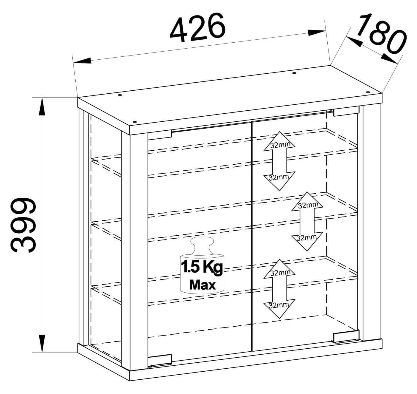 VCM Glasvitrine Vitrosa S Weiß Hängevitrine mit ESG-Glas - Bild 4