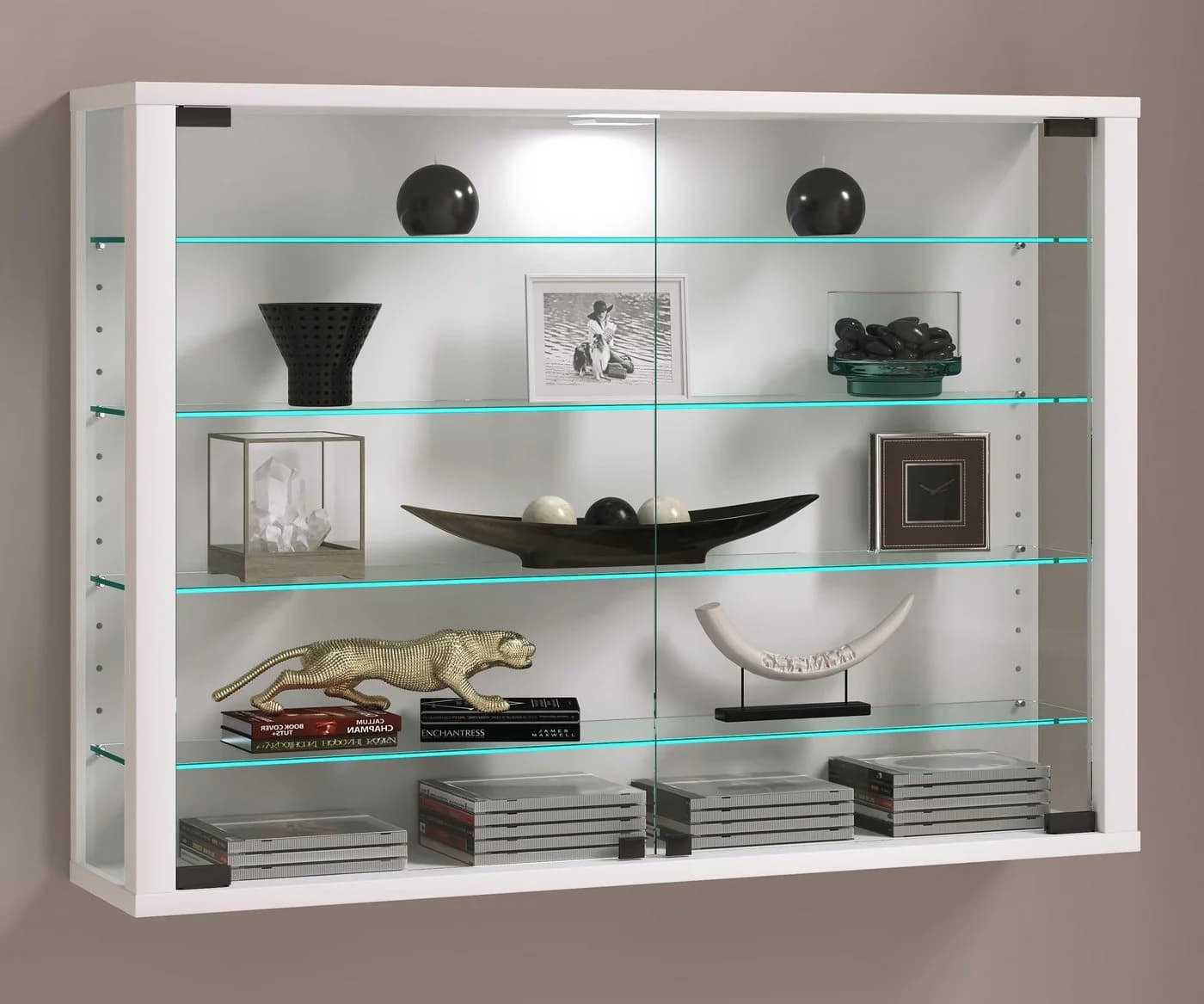 VCM Glasvitrine Vitrosa L Weiß Hängevitrine ESG-Sicherheitsglas - Bild 4