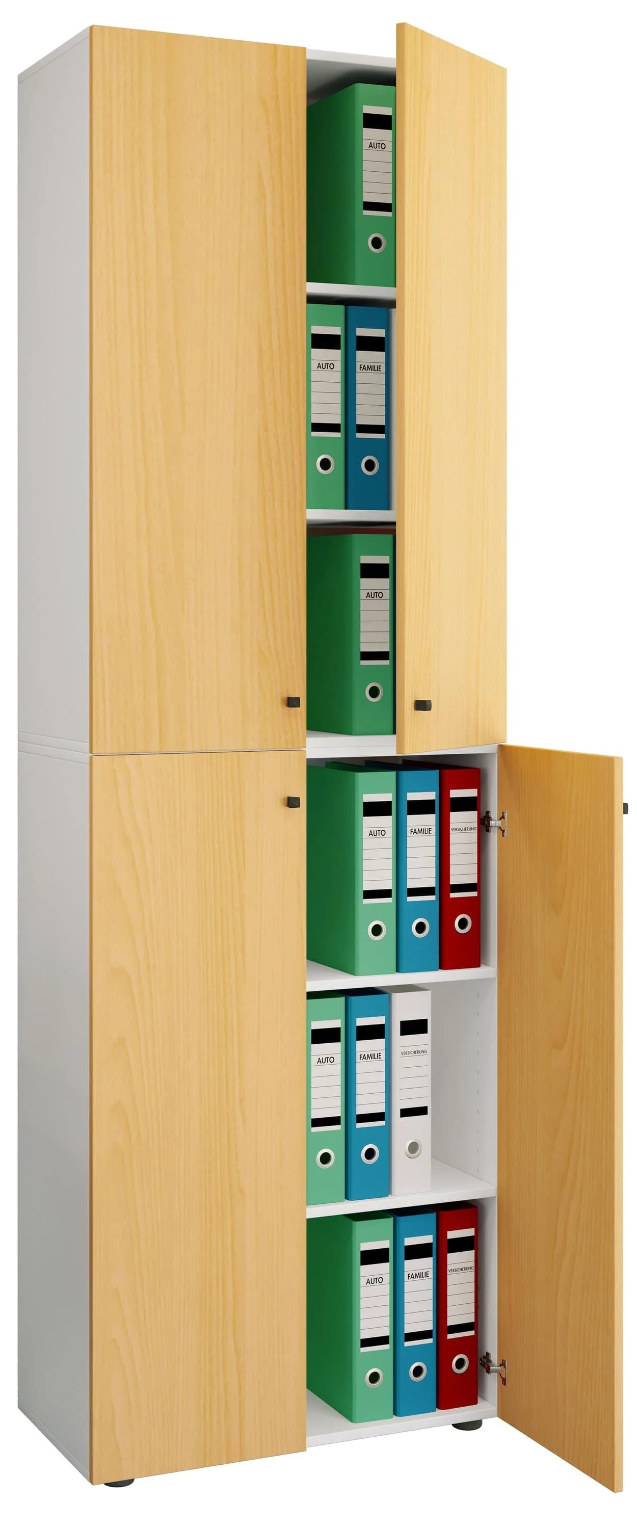 VCM Aktenschrank Lona 6fach Braun Weiß mit 4 Drehtüren - Bild 2