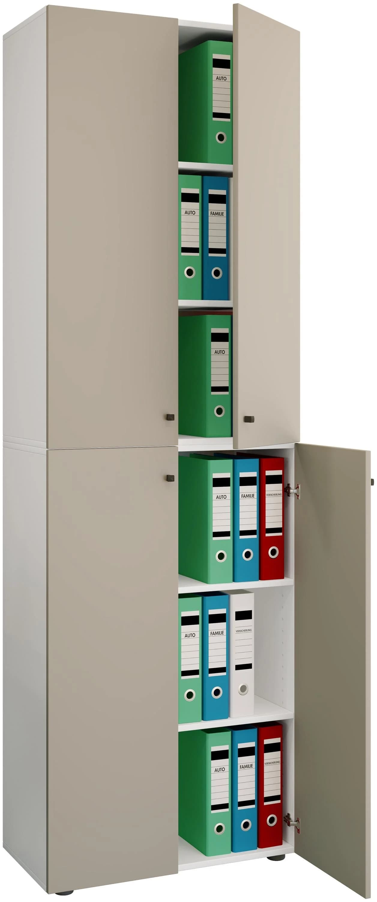 VCM Aktenschrank Lona 6fach Grau Weiß mit 4 Drehtüren - Bild 2