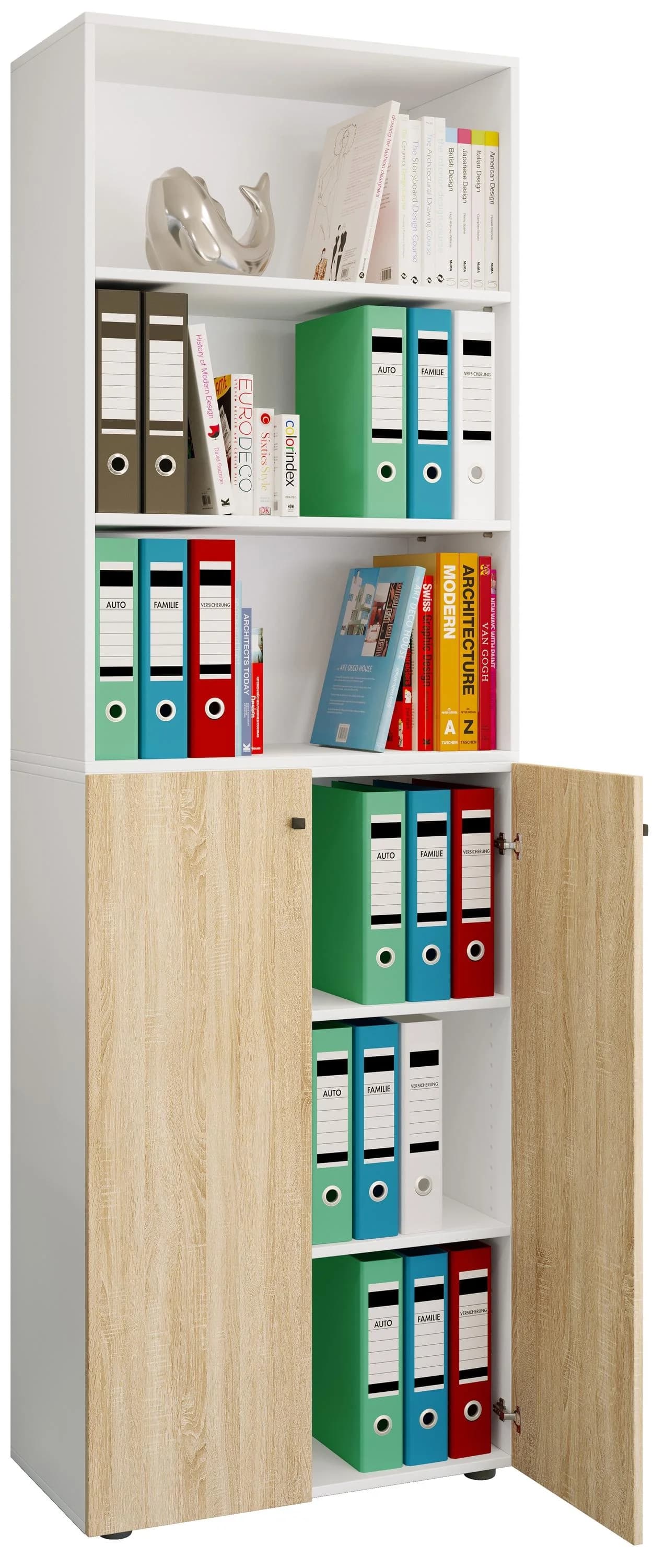 VCM Aktenschrank Lona 6fach Braun Weiß Moderner Büroschrank - Bild 2