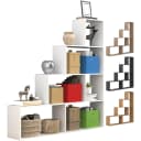 Weißes Treppenregal aus Holzwerkstoff für Wohnzimmer Bild 1