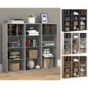 VCM Standregal Zilas L Weiß Holz Glas 12 Fächer Bild 1