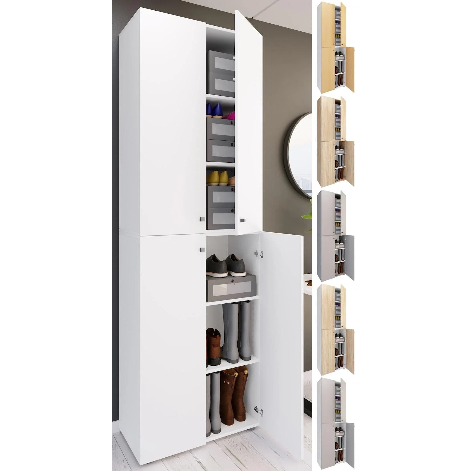 VCM Schuhschrank Lona XL 6-Fach Weiß Holz