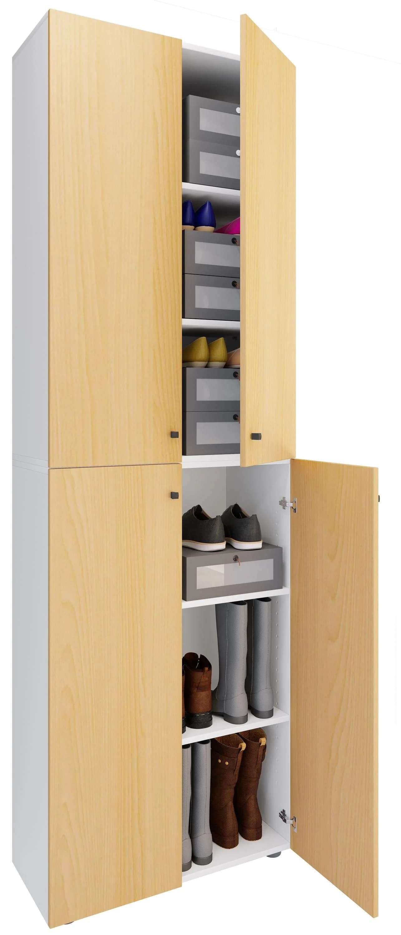 VCM Schuhschrank Lona XL 6-Fach Braun Weiß Holz - Bild 3