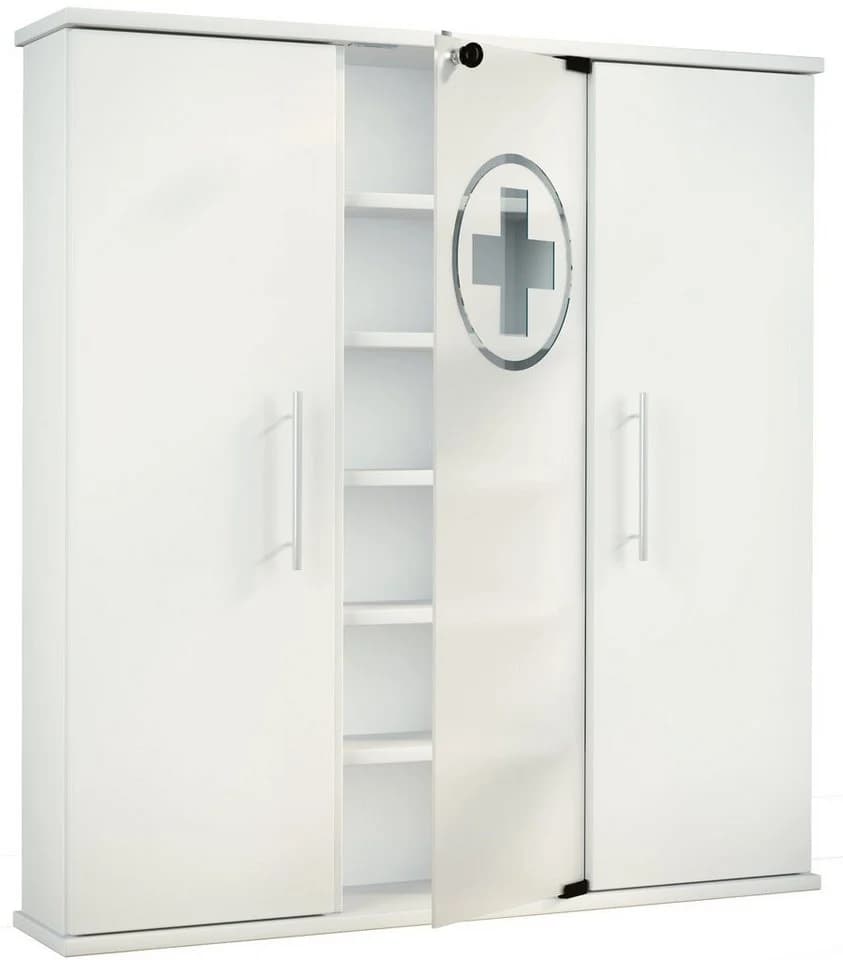 VCM Medizinschrank Santila Weiß Abschließbar mit Glastür - Bild 2