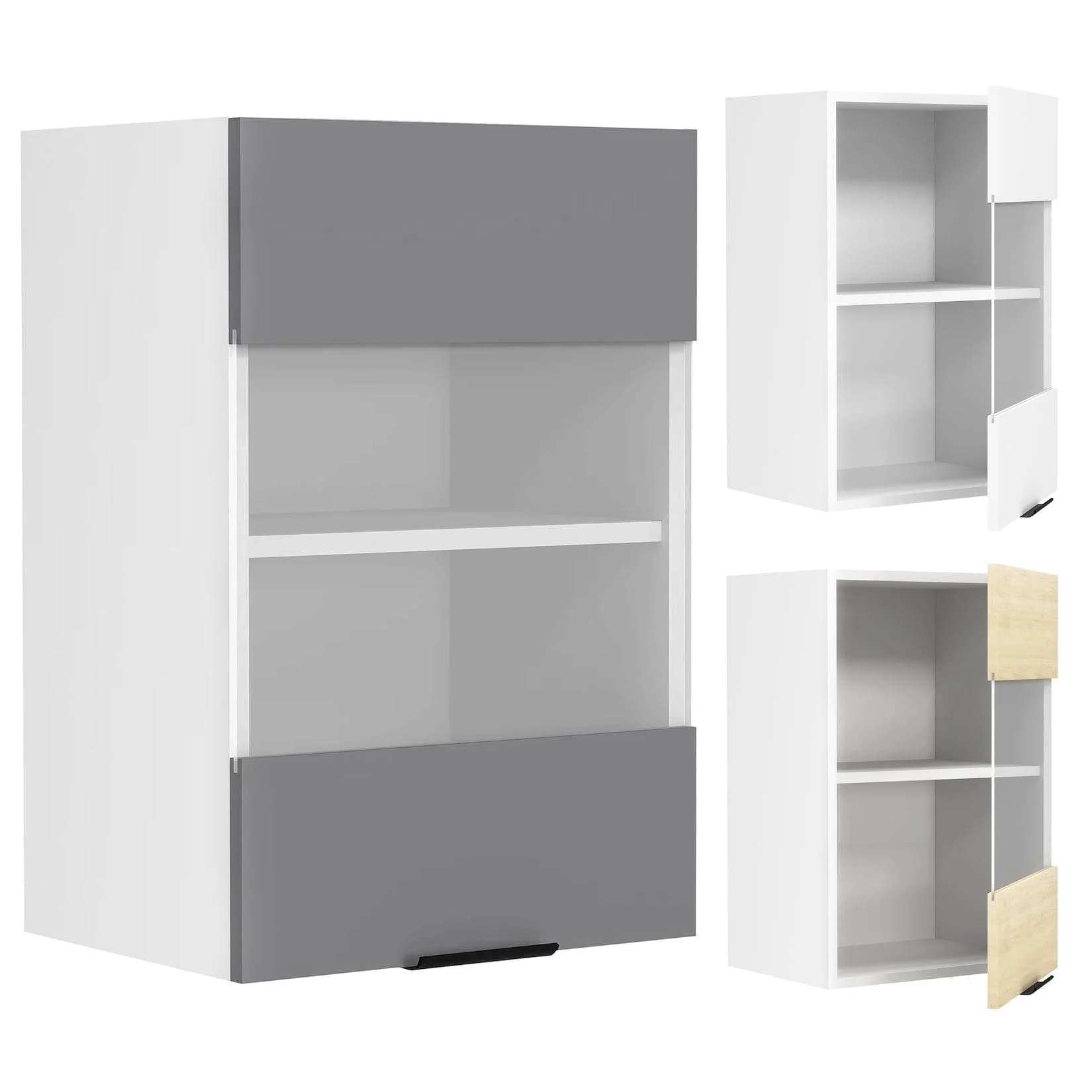 VCM Hängeschrank Küchenschrank Weiß Glas-Tür Fasola Serie