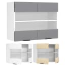 VCM Hängeschrank Küchenschrank 80cm Weiß Honig-Eiche Glas Bild 1