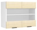 VCM Hängeschrank Küchenschrank 80cm Weiß Honig-Eiche Glas Bild 2