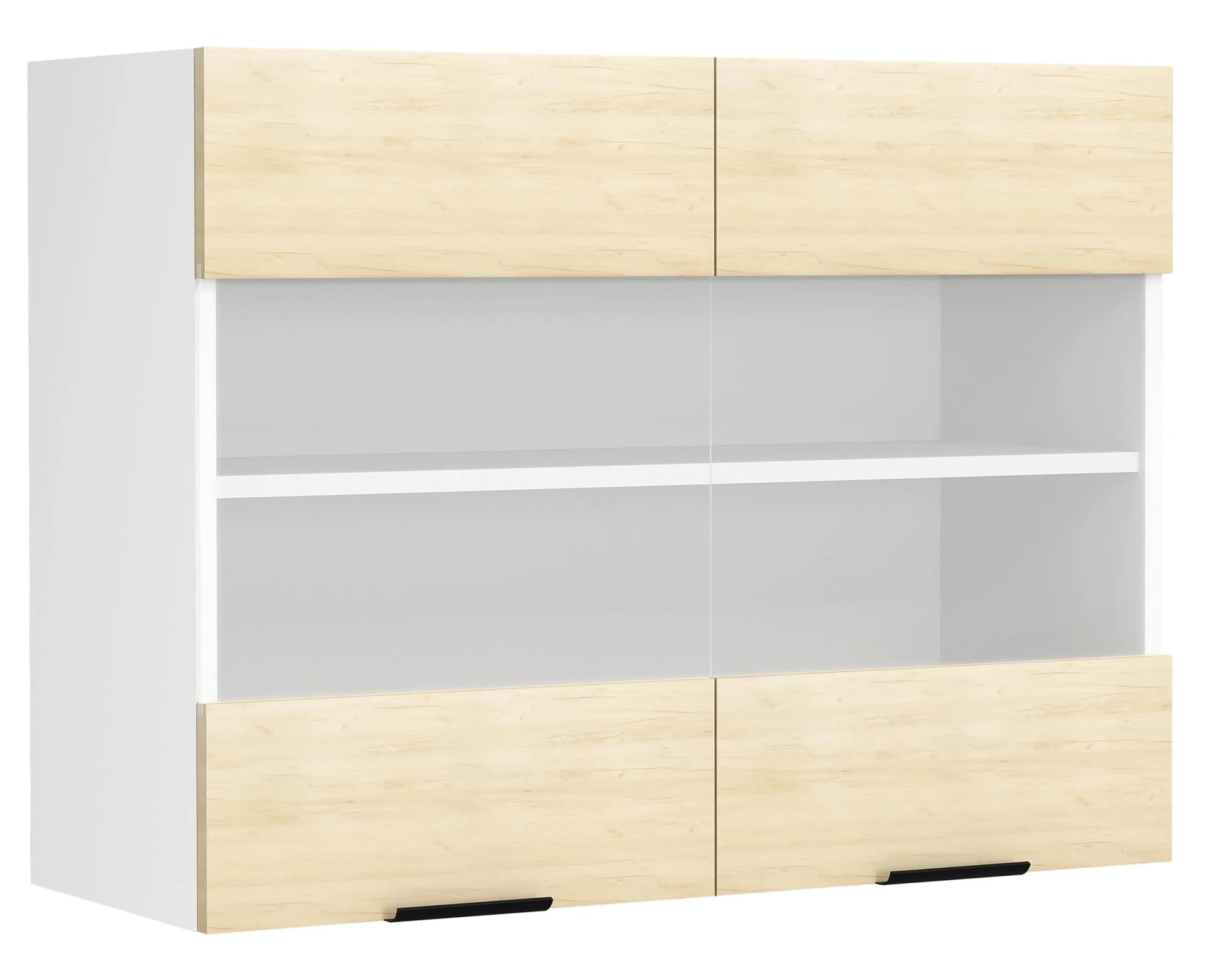 VCM Hängeschrank Küchenschrank 80cm Weiß Honig-Eiche Glas - Bild 2