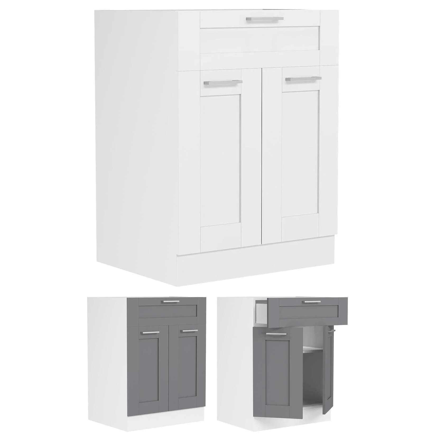 VCM Küchenschrank Colura Unterschrank 60 cm Weiß Anthrazit