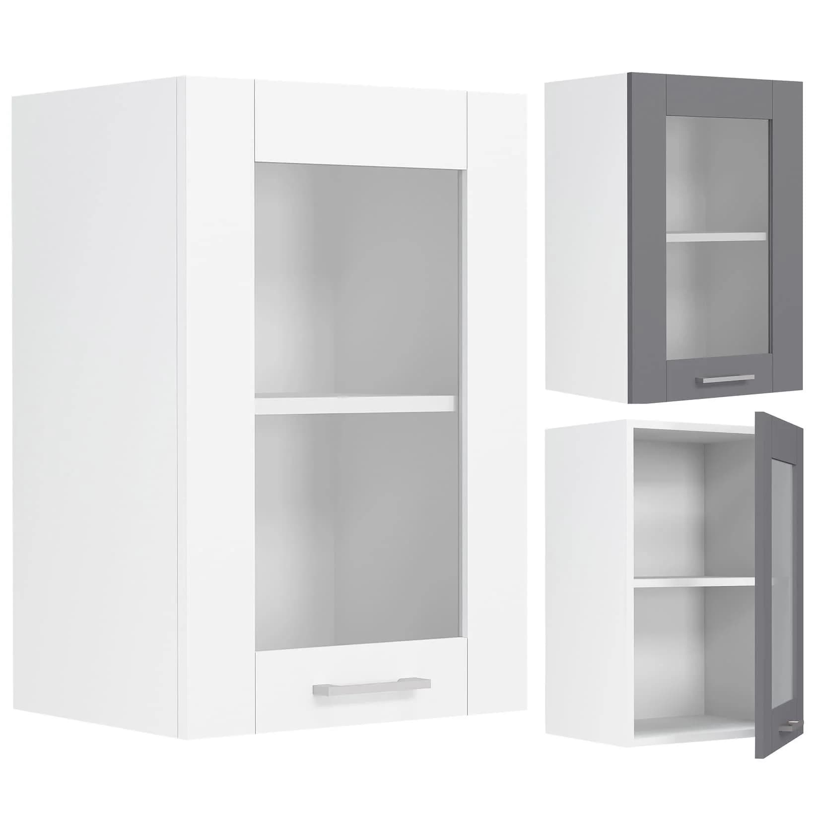 VCM Hängeschrank Colura Weiß Anthrazit Glas