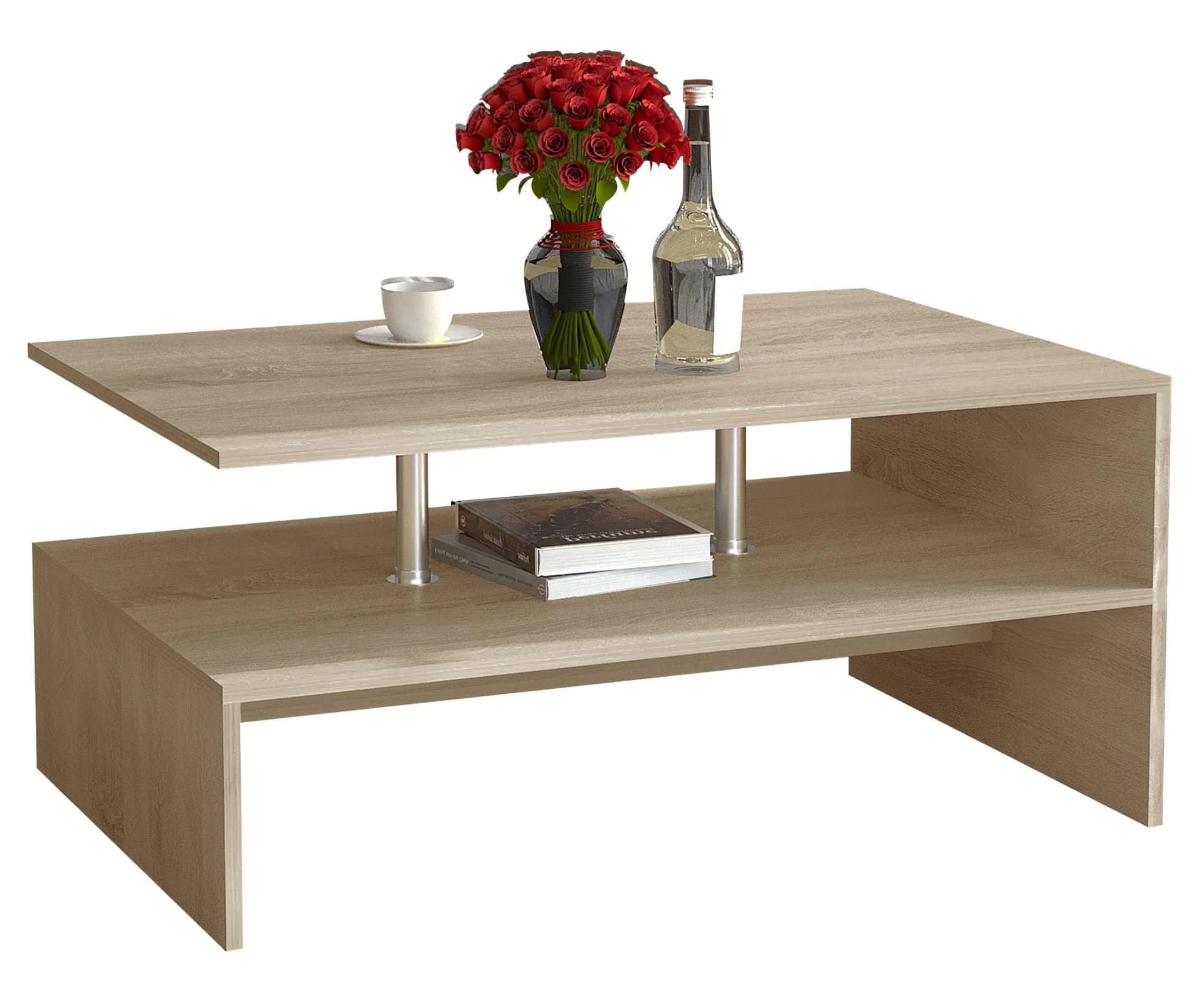 VCM Couchtisch Maliso L Braun Sonoma-Eiche mit Stauraum - Bild 2