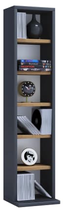 VCM Standregal Elementa CD DVD Aufbewahrung Anthrazit Honig-Eiche Bild 4