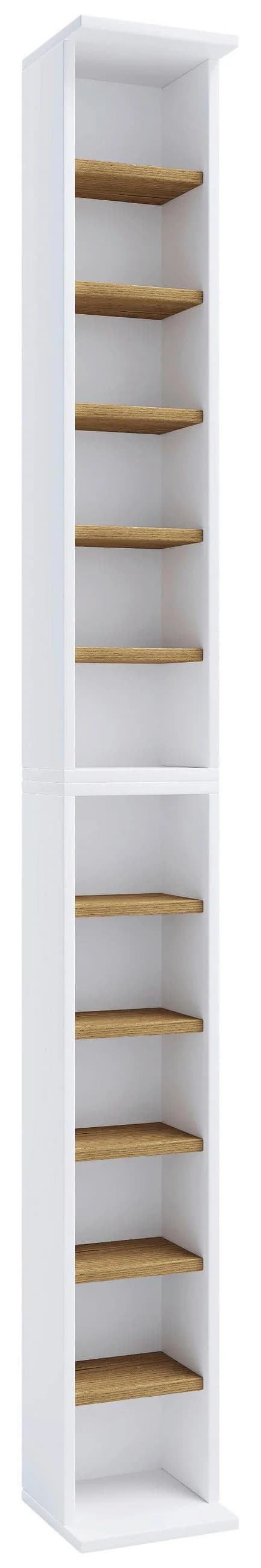 VCM Standregal Bigol CD DVD Holzregal Weiß Honig-Eiche - Bild 4