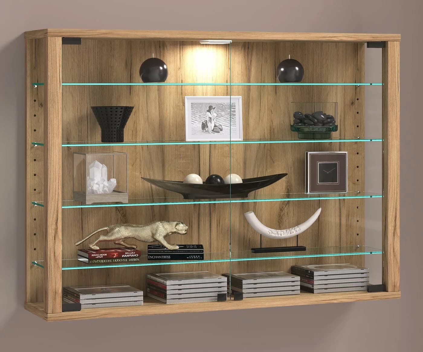 VCM Glasvitrine Vitrosa L Modern Braun ESG-Sicherheitsglas - Bild 4