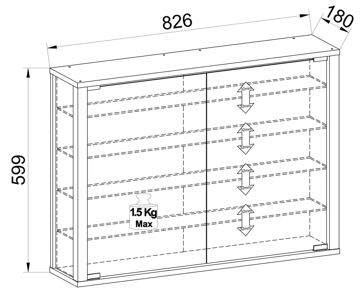 VCM Glasvitrine Vitrosa L Modern Braun ESG-Sicherheitsglas - Bild 5