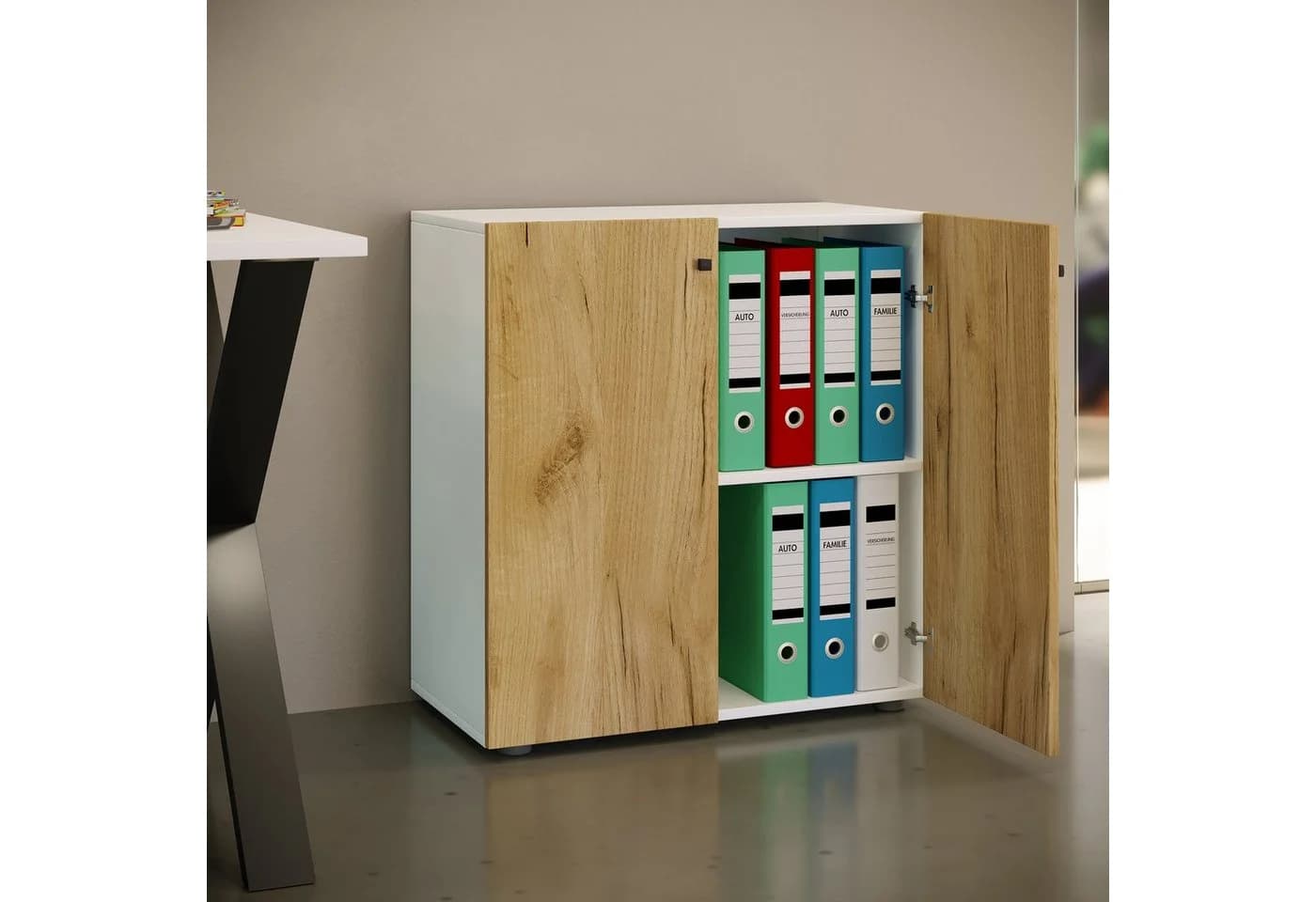 VCM Aktenschrank Lona 2fach Weiß/Braun - Bild 4