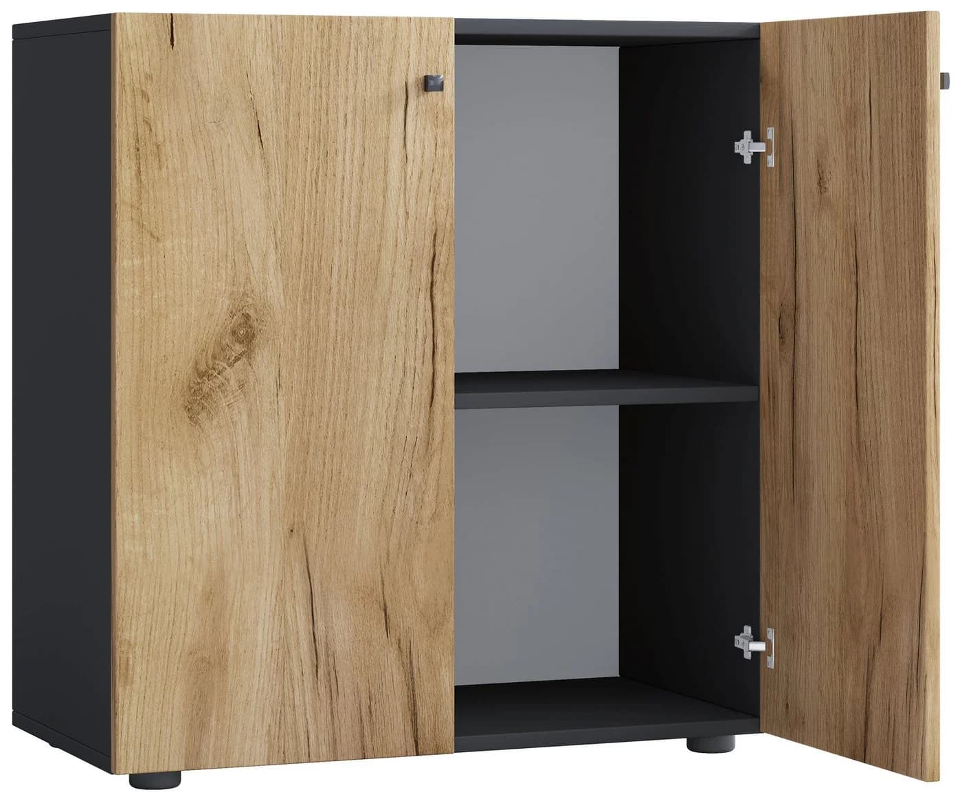 VCM Aktenschrank Lona 2fach mit Drehtüren Anthrazit Honigeiche - Bild 2