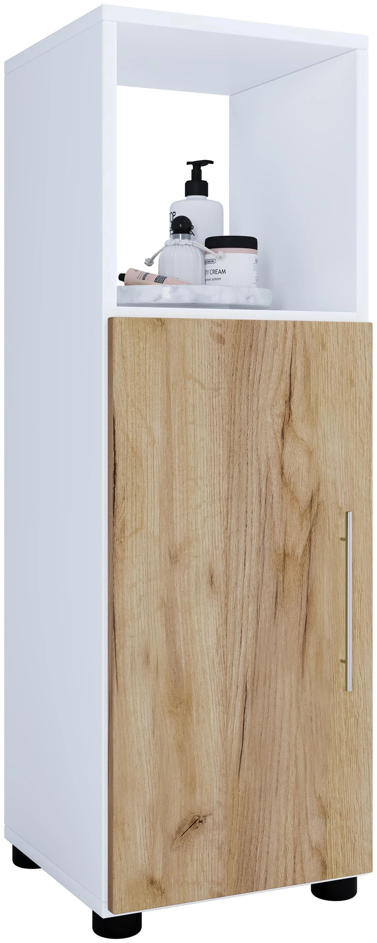 VCM Midischrank Flandu Holz Badmöbel Weiß Honig-Eiche - Bild 3