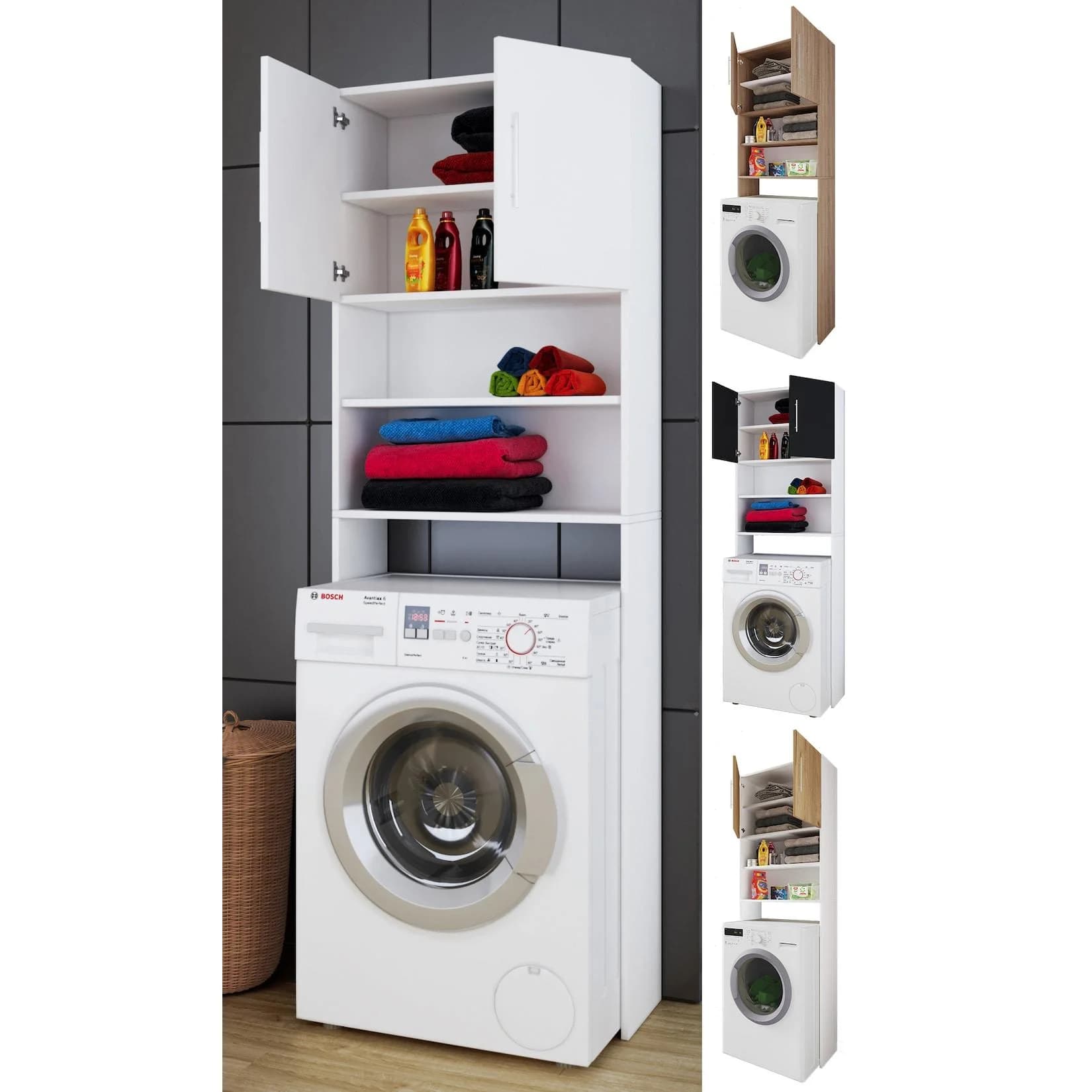 VCM Waschmaschinenumbauschrank Jutas Weiß/Braun Holz