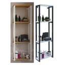 VCM Hochschrank Bitila M Holz Badmöbel Industrie-Stil Schwarz/Weiß Bild 1