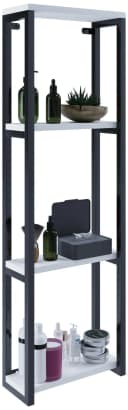 VCM Hochschrank Bitila M Holz Badmöbel Industrie-Stil Schwarz/Weiß Bild 2