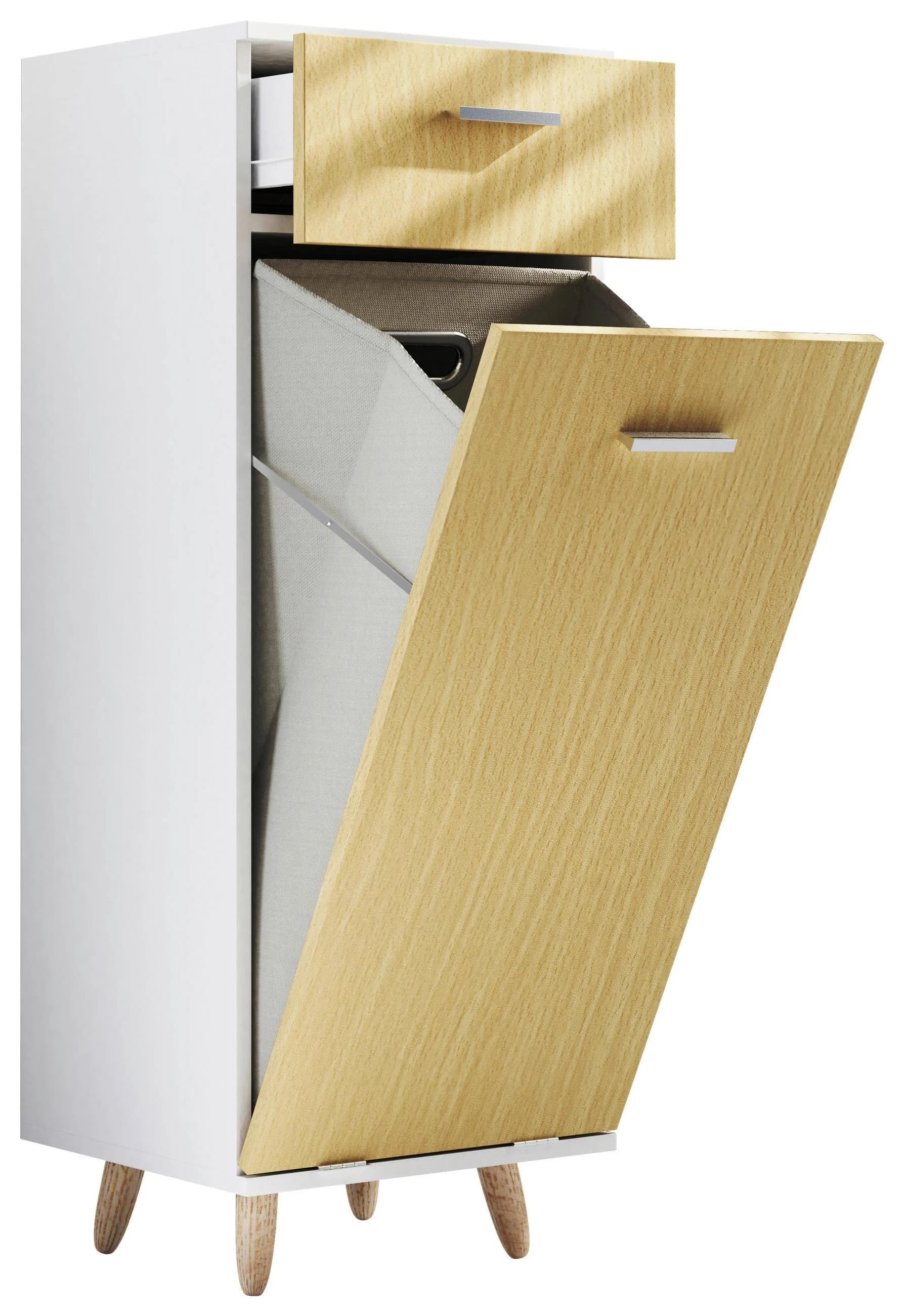 VCM Wäscheschrank Landos S mit Wäschebox Weiß/Honig-Eiche - Bild 2