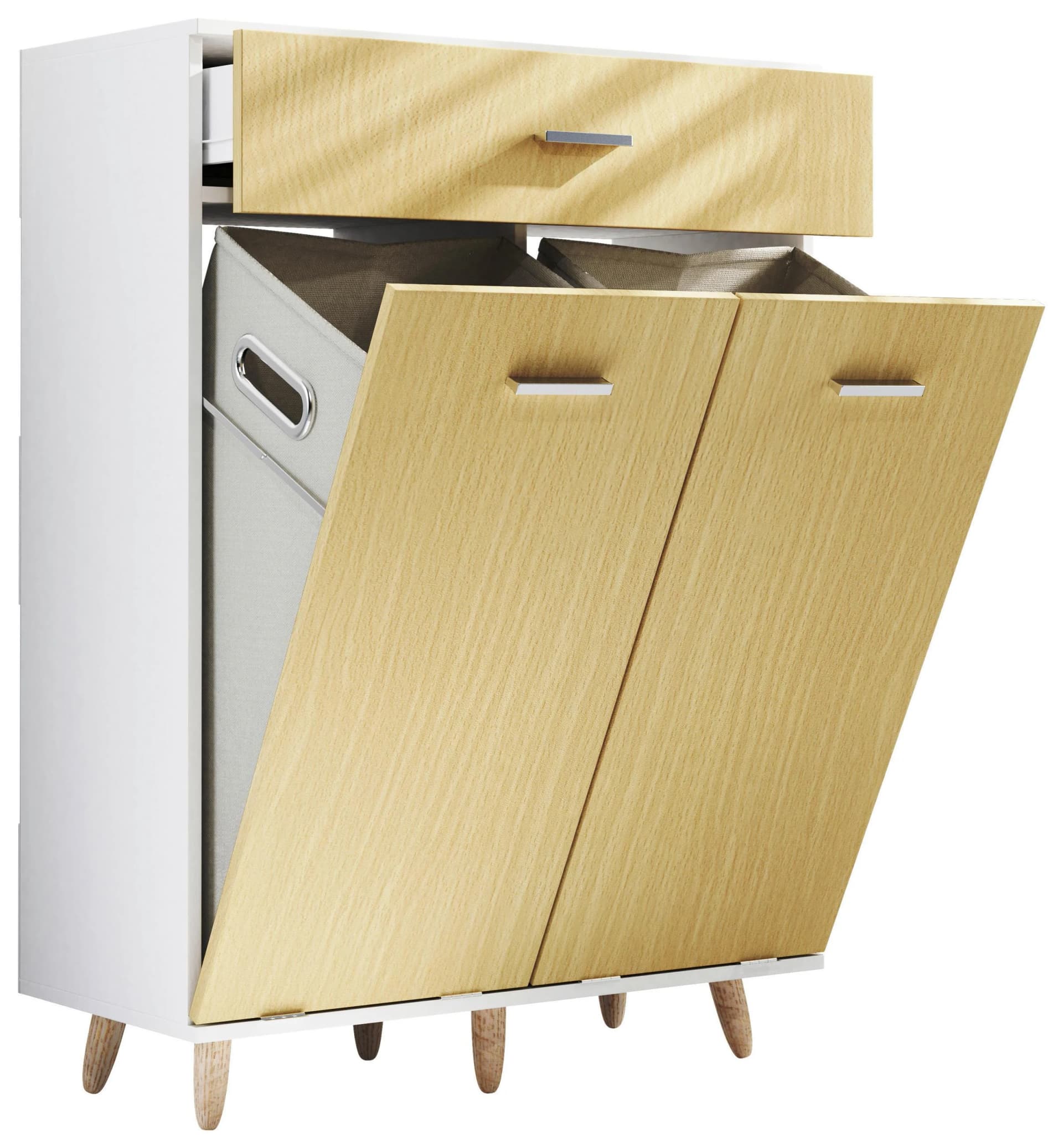 VCM Wäscheschrank Landos M mit 2 Wäscheboxen Braun/Weiß - Bild 2
