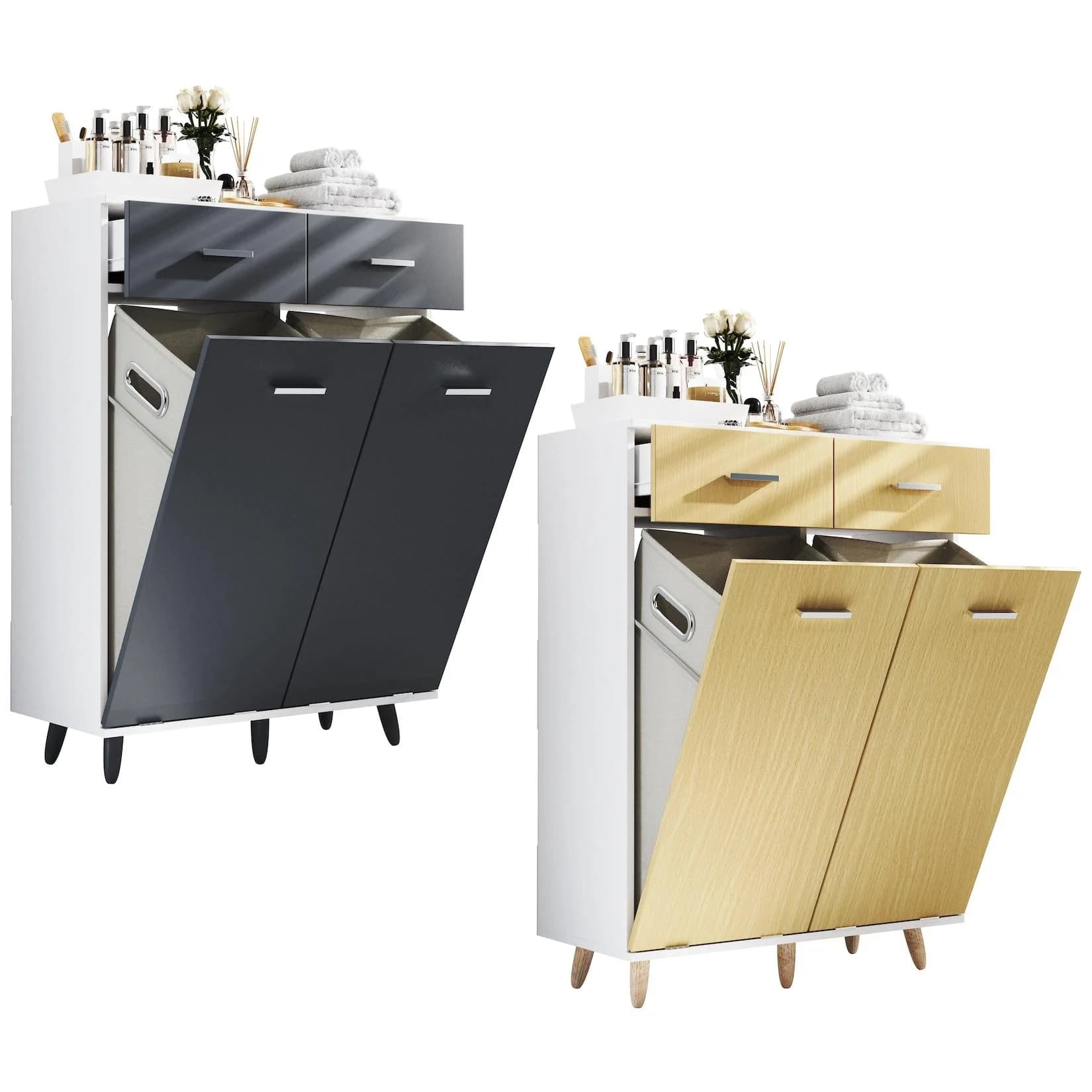 VCM Wäscheschrank Landos L Braun Weiß 100% Holz