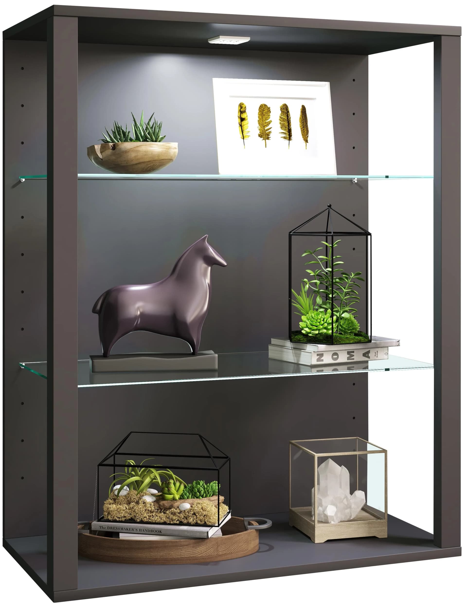 VCM Glasvitrine Hängevitrine Anthrazit Glas ESG-Sicherheitsglas - Bild 2