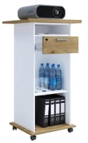 VCM Beamer-Stand Neta mit Rollen und Schublade Weiß/Honig-Eiche Bild 2