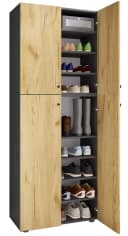 VCM Schuhschrank Lona 9 Holz 4 Türen 9 Fächer Braun Grau Bild 2