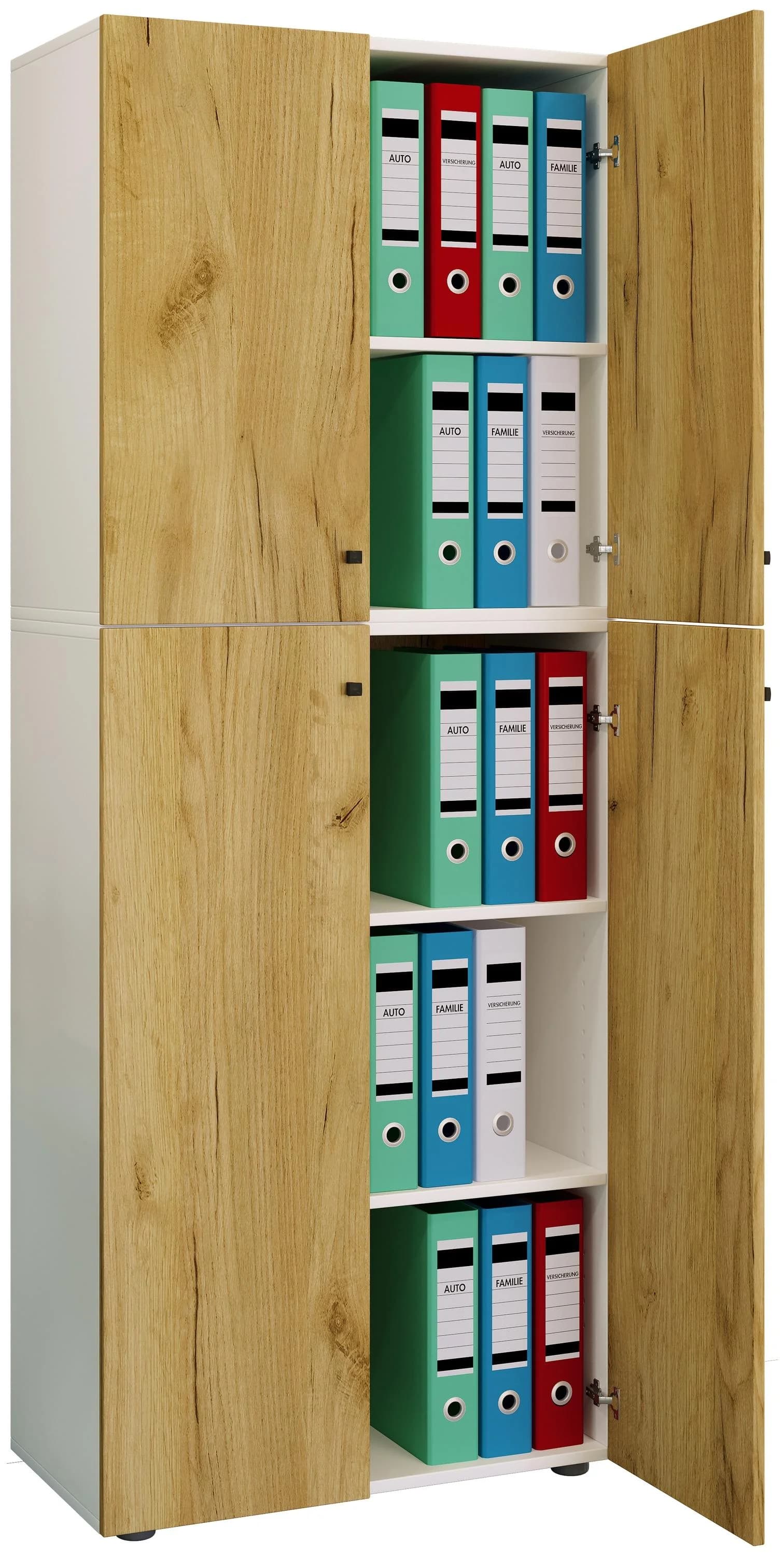 VCM Aktenschrank Lona 5fach mit Drehtüren Braun/Weiß - Bild 2