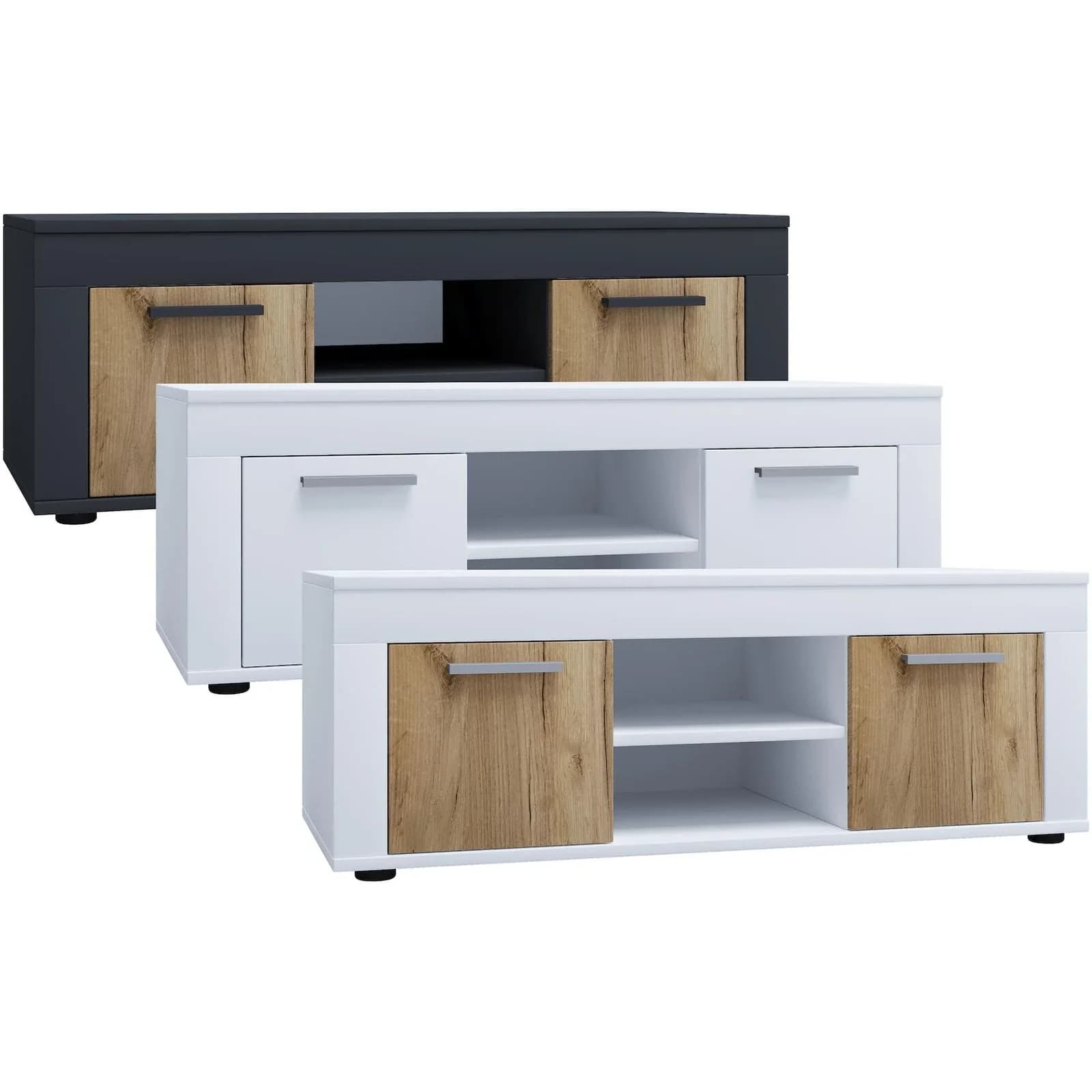 VCM TV-Lowboard Usilo L Braun Anthrazit Eiche