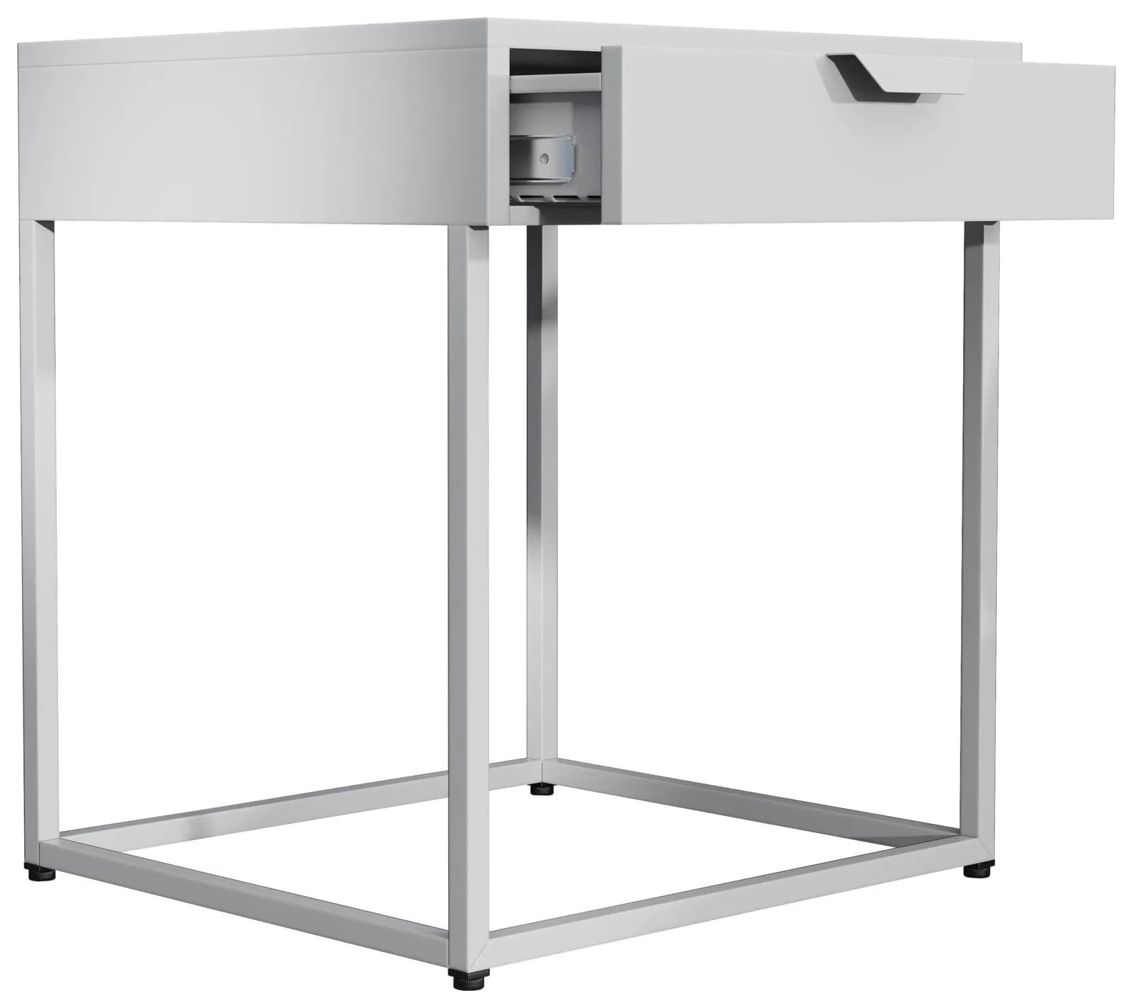 VCM Nachttisch Flokas S Weiß Metall Schublade Industrie-Design - Bild 2