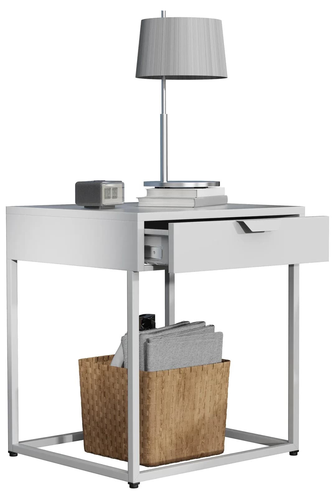 VCM Nachttisch Flokas S Weiß Metall Schublade Industrie-Design - Bild 3