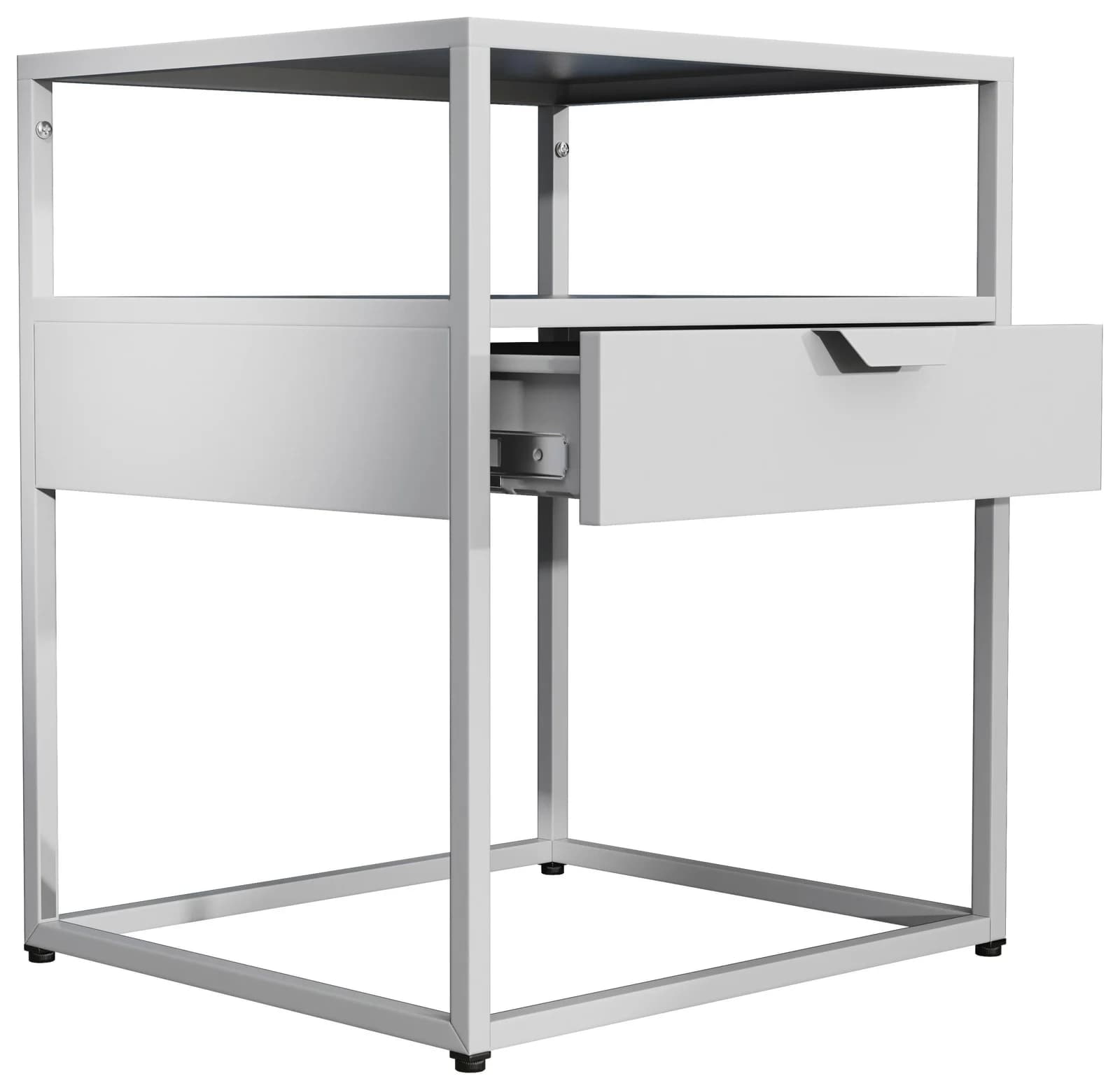 VCM Nachttisch Flokas M Weiß Metall Schublade Industrie-Style - Bild 2