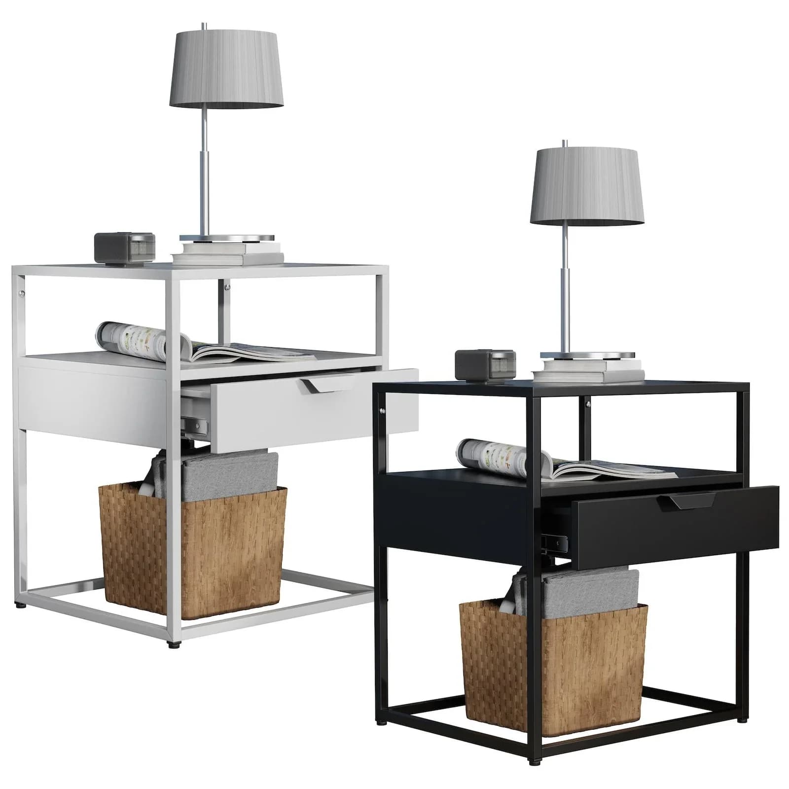 VCM Nachttisch Flokas M Metall Schwarz Industrial Design