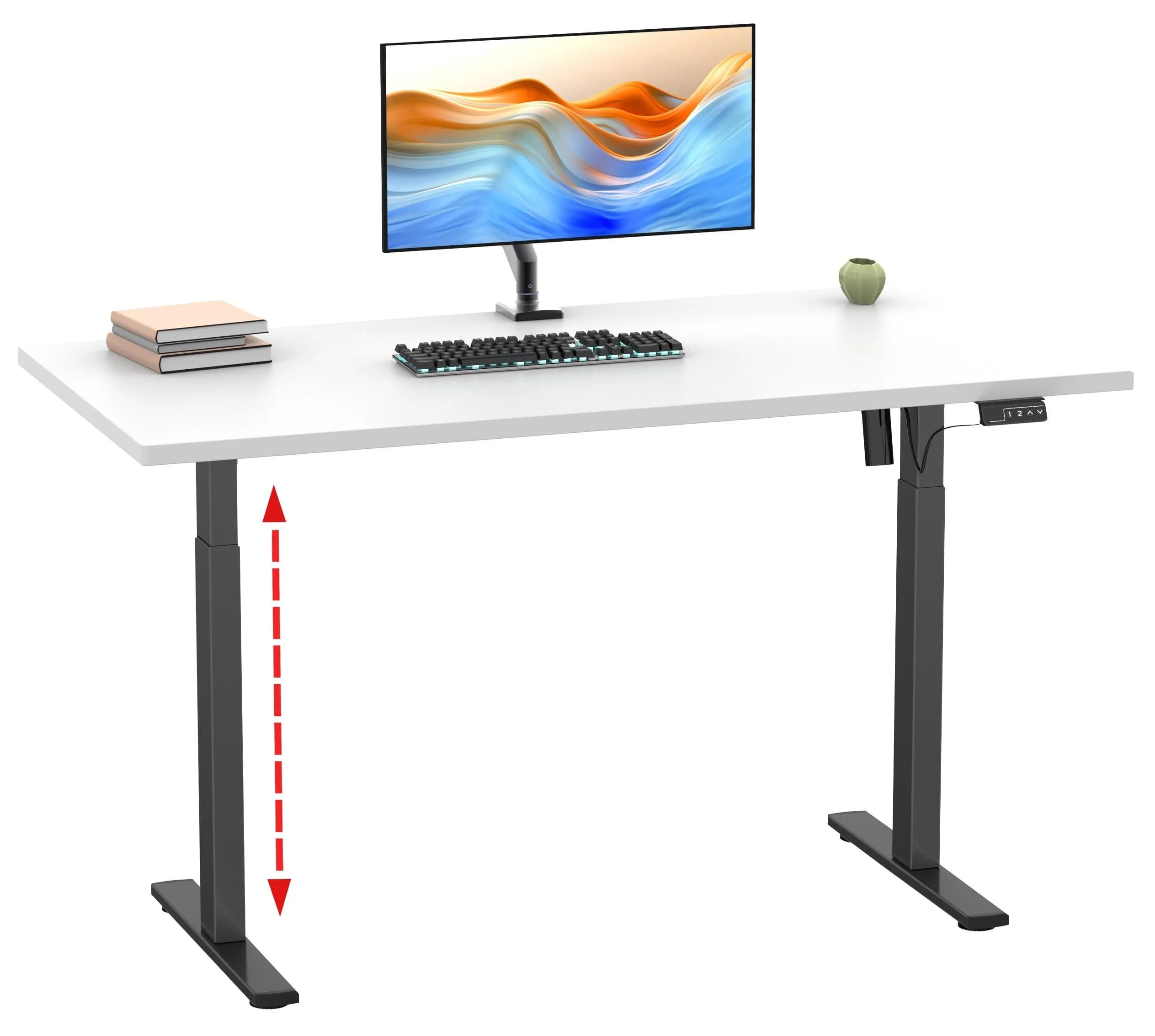 VCM Höhenverstellbarer Schreibtisch Lona 140x80 Schwarz/Weiß Elektrisch - Bild 2